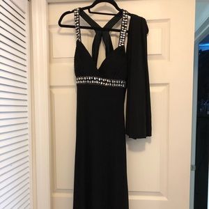 Black Gown!! Rhinestones & Bugle Beads Sz8-10
